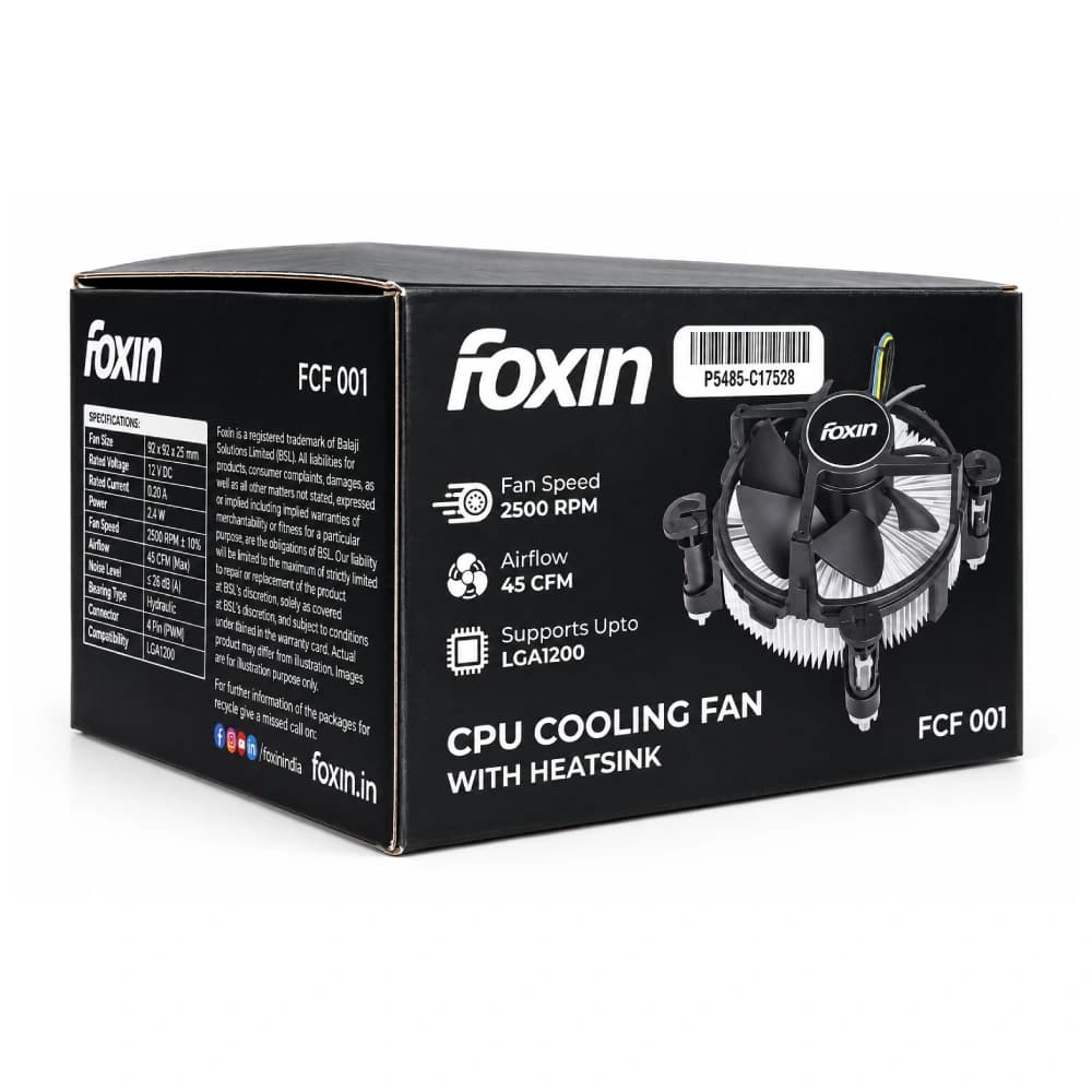 Foxin CPU Fan For Intel and AMD Socket FCF 001