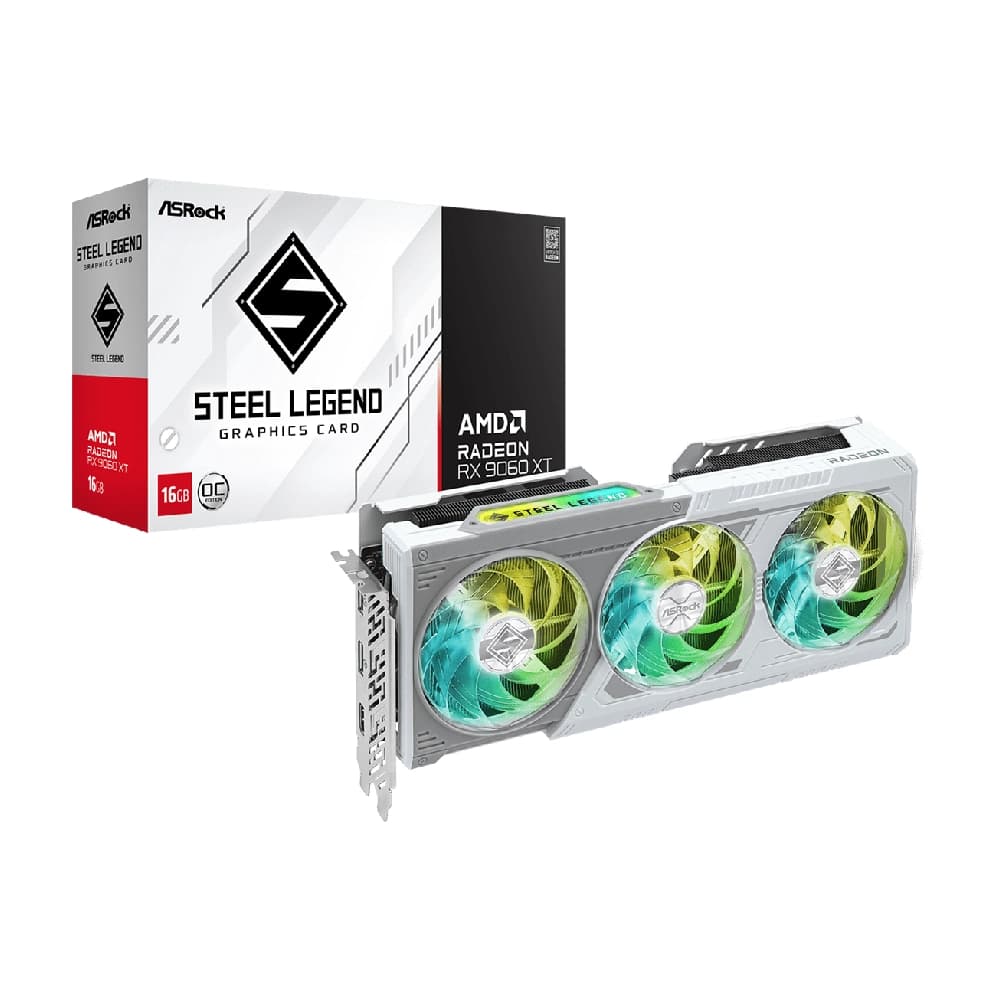 Asrock Graphic Card AMD Radeon RX 9060 XT Steel Legend 16GB DDR6 OC Triple Fan
