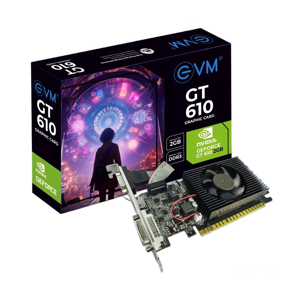 EVM Nvidia Graphic Card GT610 2GB DDR3 With HDMI, DVI, VGA Port