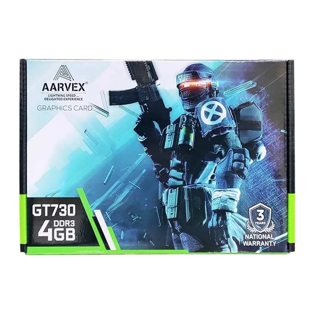 Aarvex Nvidia Graphic Card GT730 4GB DDR3 With HDMI, DVI, VGA Ports