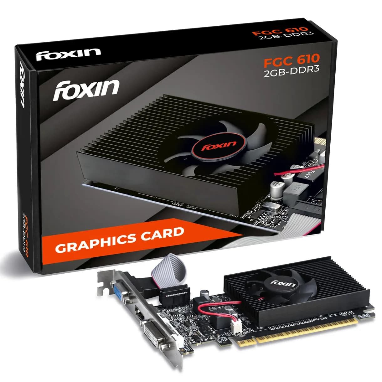 Foxin Nvidia Graphic Card GT610 2GB DDR3 with HDMI, DVI, VGA Port