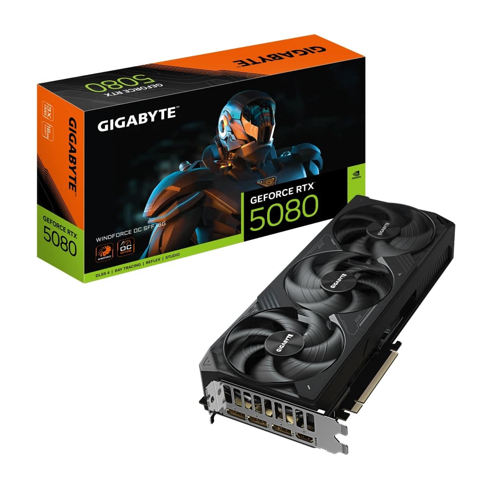 Gigabyte Nvidia Graphic Card RTX 5080 16GB DDR7 WindForce OC SFF Triple Fan