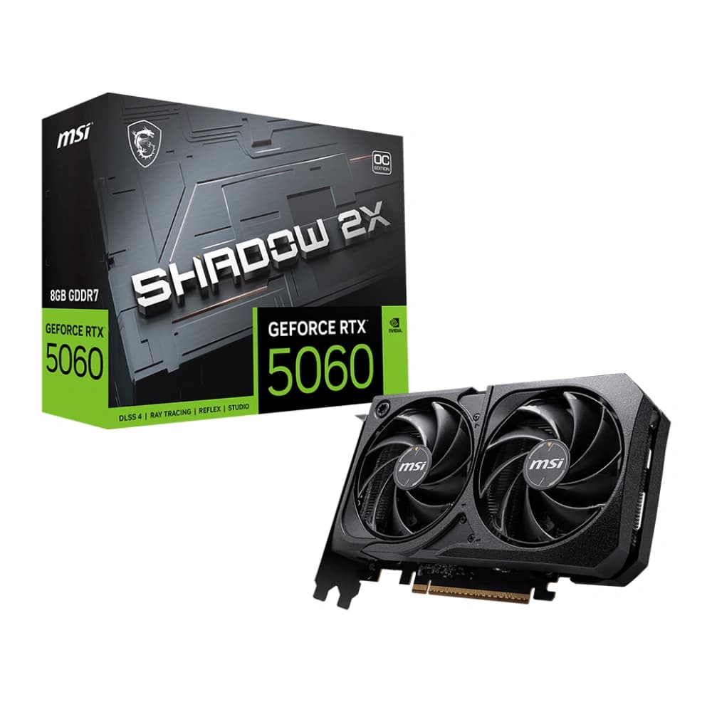 MSI Nvidia Graphic Card RTX 5060 8GB DDR7 Shadow 2X OC Dual Fan