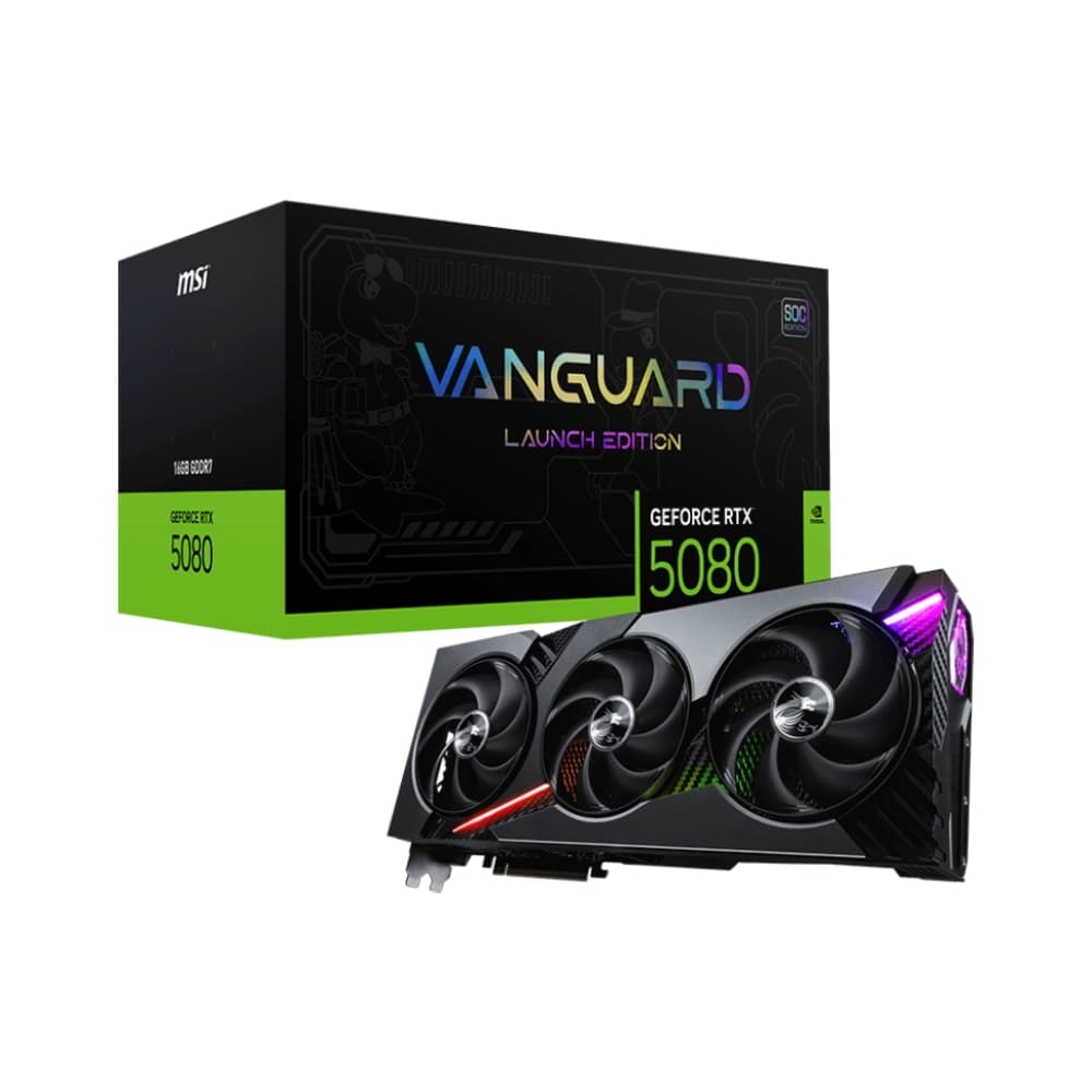 MSI Nvidia Graphic Card RTX 5080 16GB DDR7 Vanguard SOC Launch Edition Triple Fan