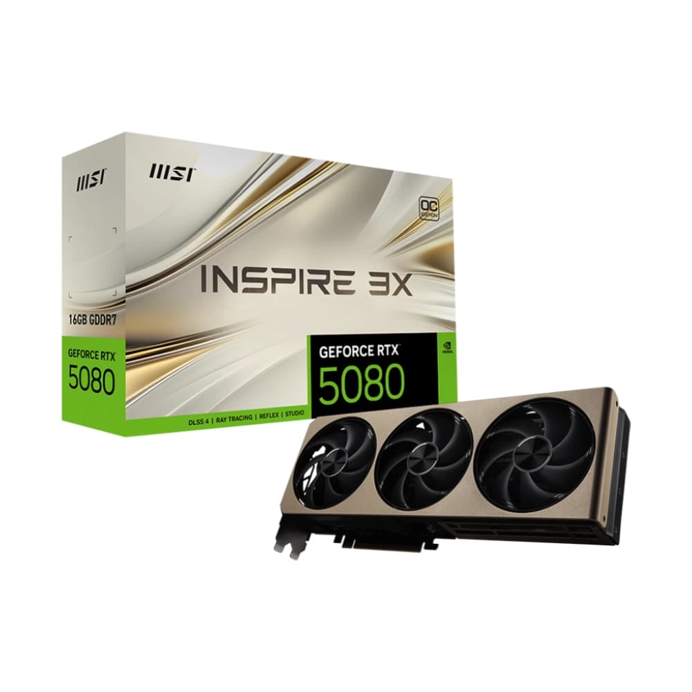 MSI Nvidia Graphic Card RTX 5080 16GB DDR7 Inspire 3X OC Triple Fan