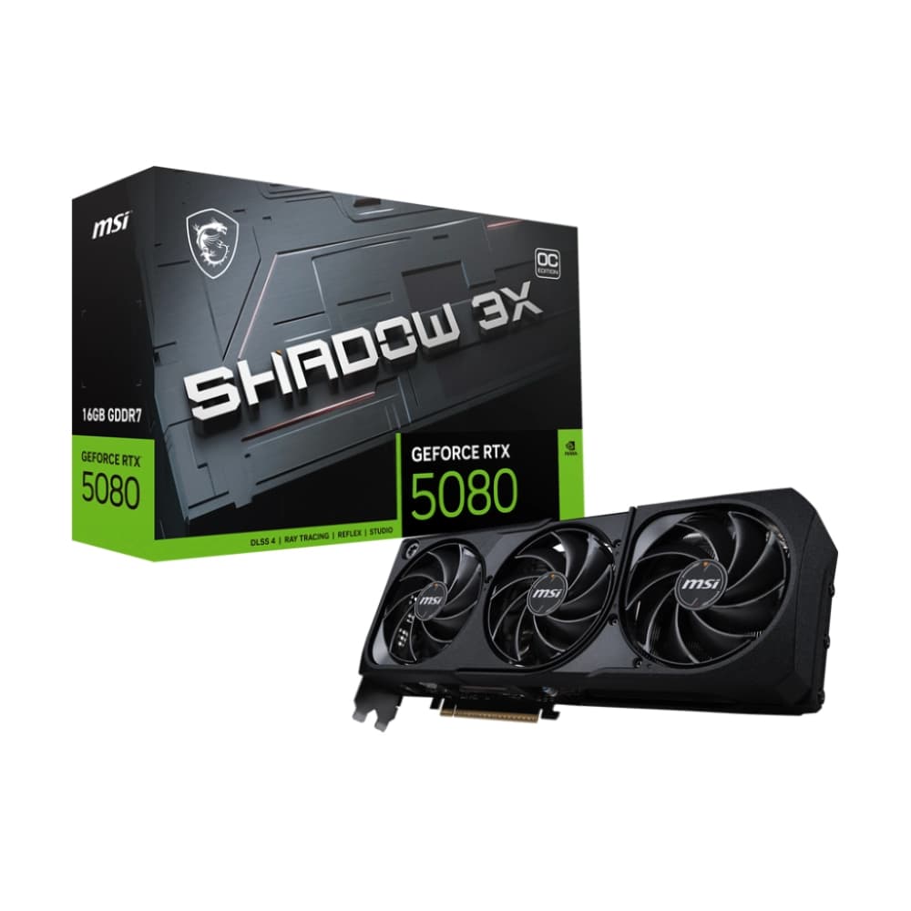 MSI Nvidia Graphic Card RTX 5080 16GB DDR7 Shadow 3X OC Triple Fan