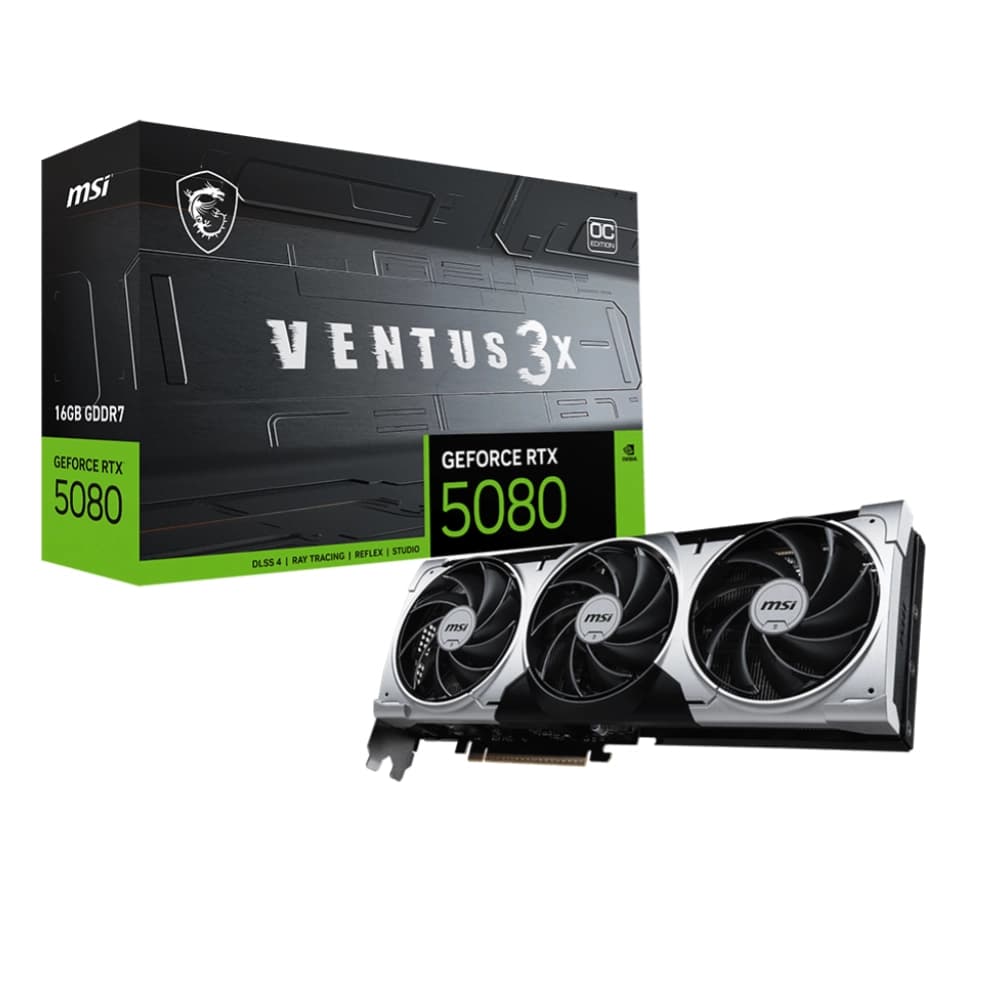MSI Nvidia Graphic Card RTX 5080 16GB DDR7 Ventus 3X OC Plus Triple Fan