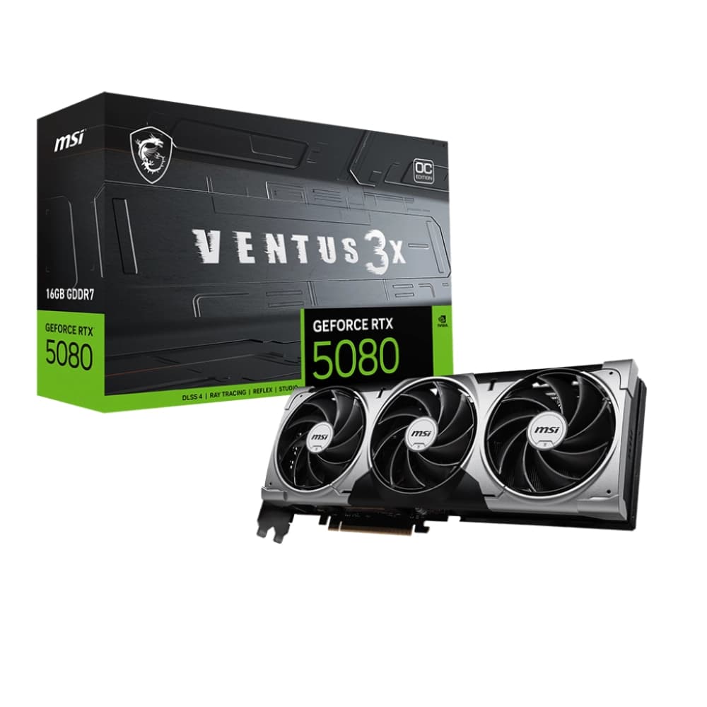 MSI Nvidia Graphic Card RTX 5080 16GB DDR7 Ventus 3X OC Triple Fan