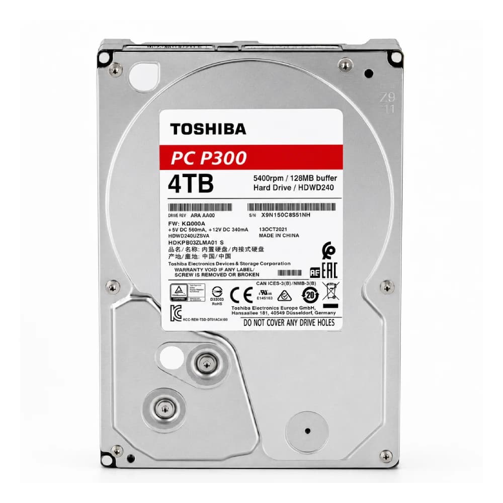 Toshiba Internal Desktop Hard Disk 4TB SATA 3.5 Inch (P300)