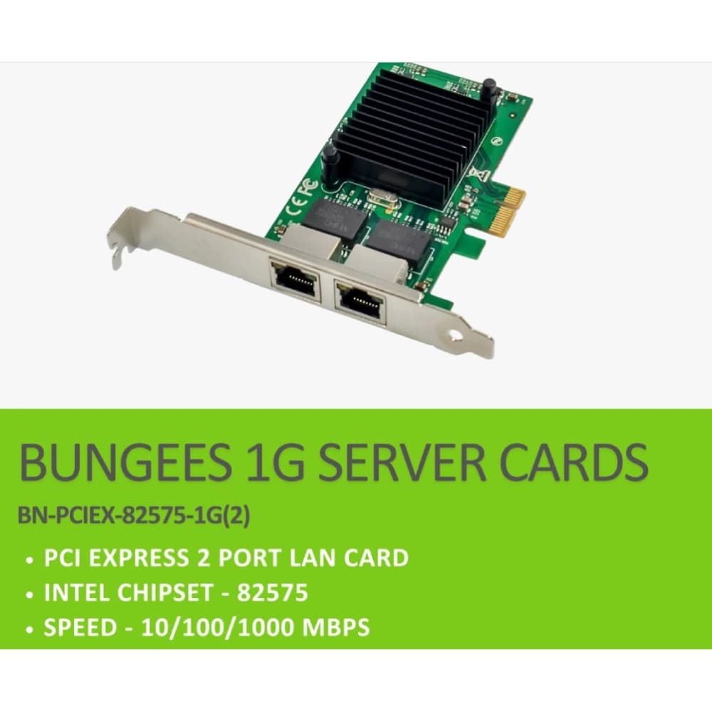 Bungees PCIe X1 To 2 Port Gigabit Lan Card 10/100/1000 Mbps