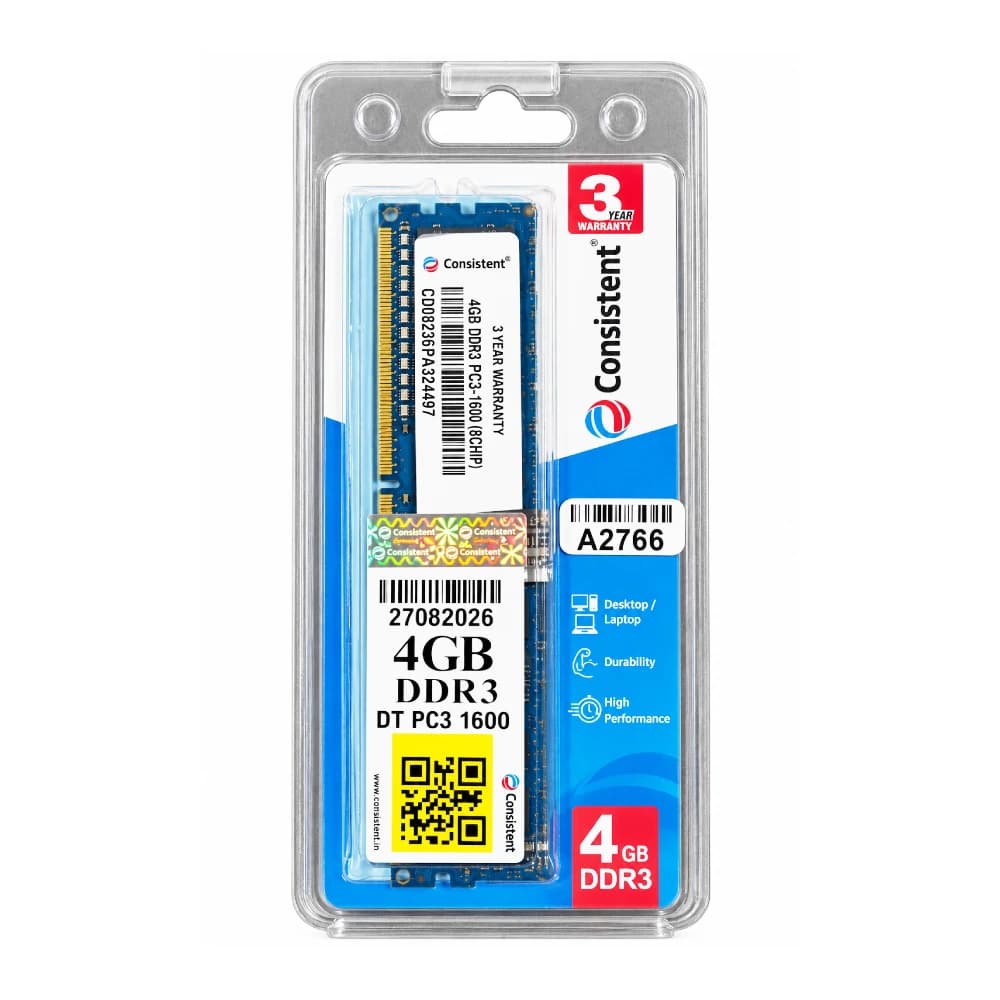 Consistent Desktop Ram 4GB DDR3 1600MHz