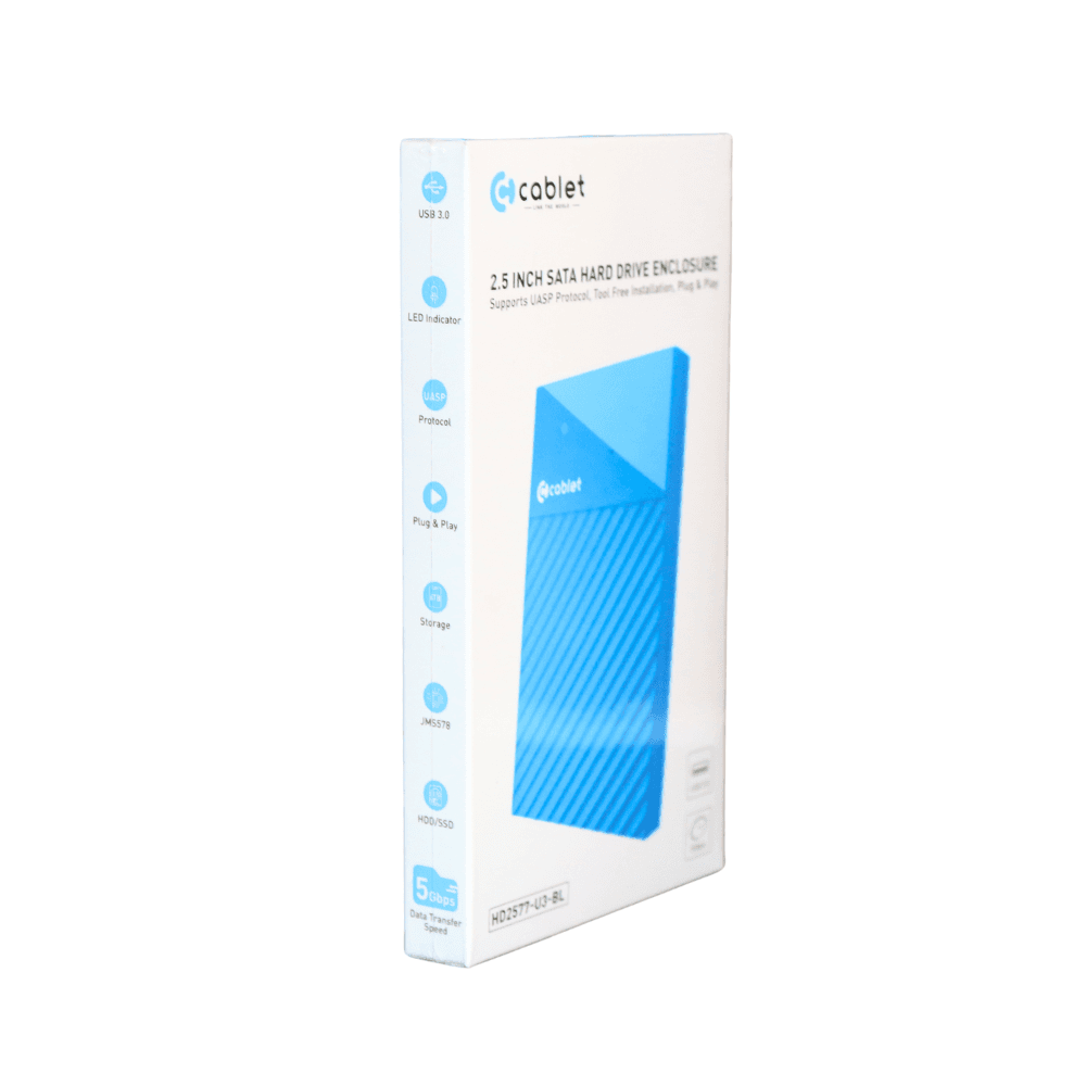 Cablet SSD Casing 2.5 Inch Sata Enclosure USB 3.0 Blue