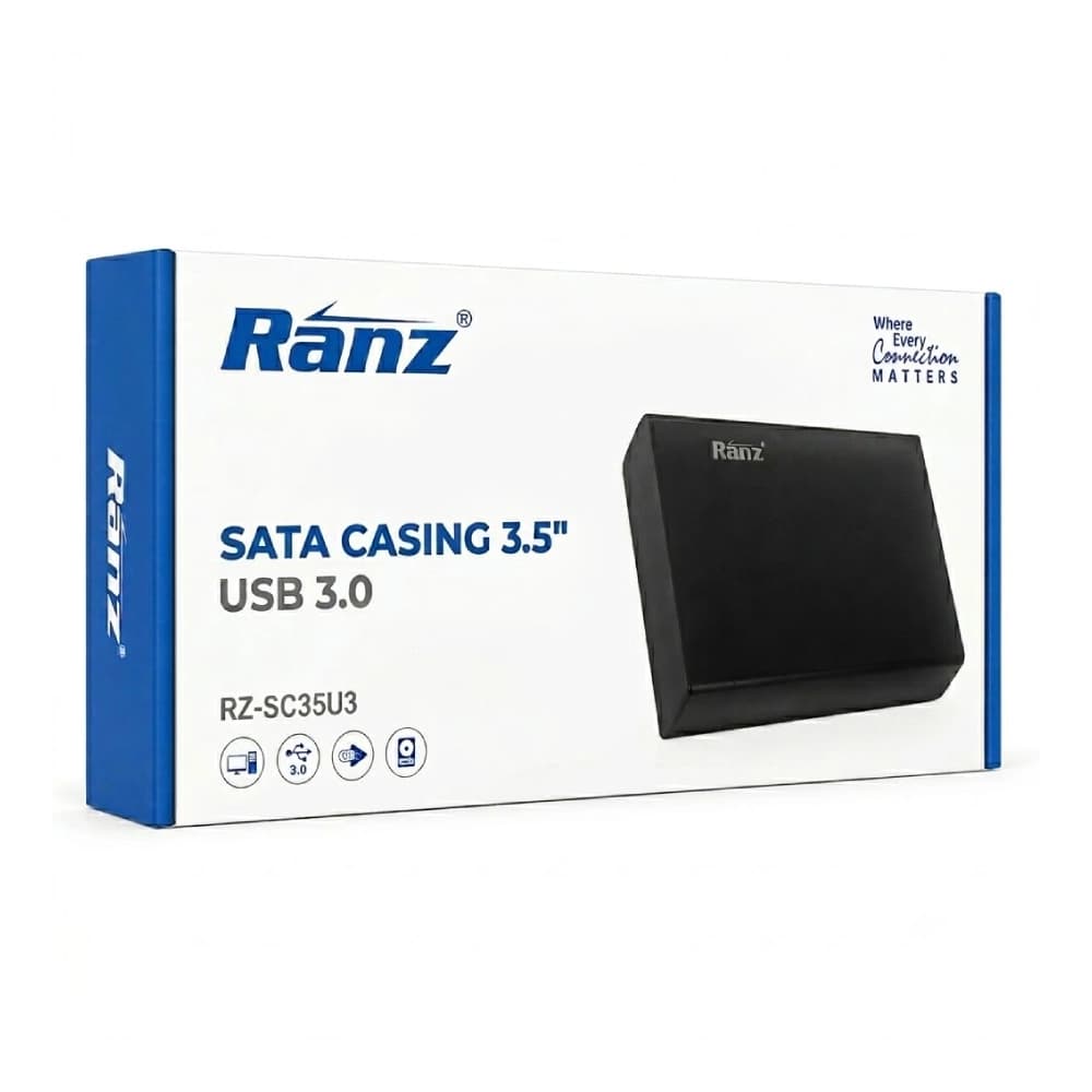 Ranz HDD Casing 3.5 Inch Sata with Adapter USB 3.0