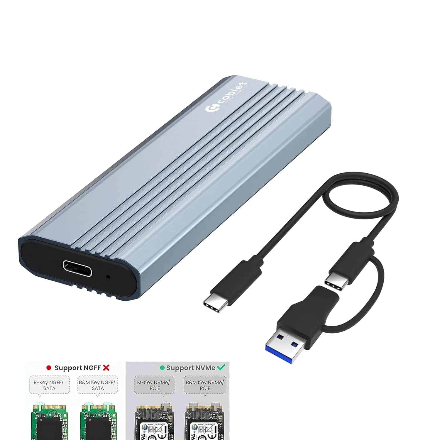 Cablet SSD Casing NVMe Enclosure Type-C (MS902-C3)