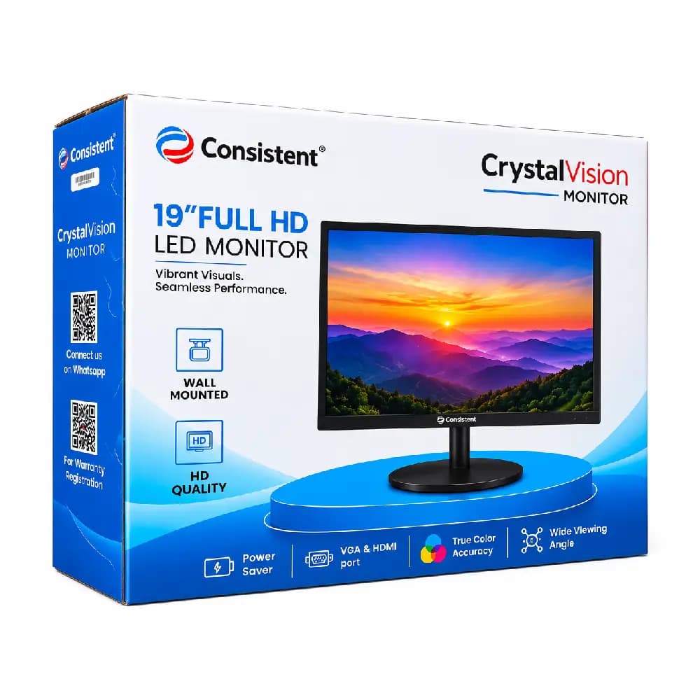 Consistent LED Monitor 19" FHD VA with HDMI | VGA