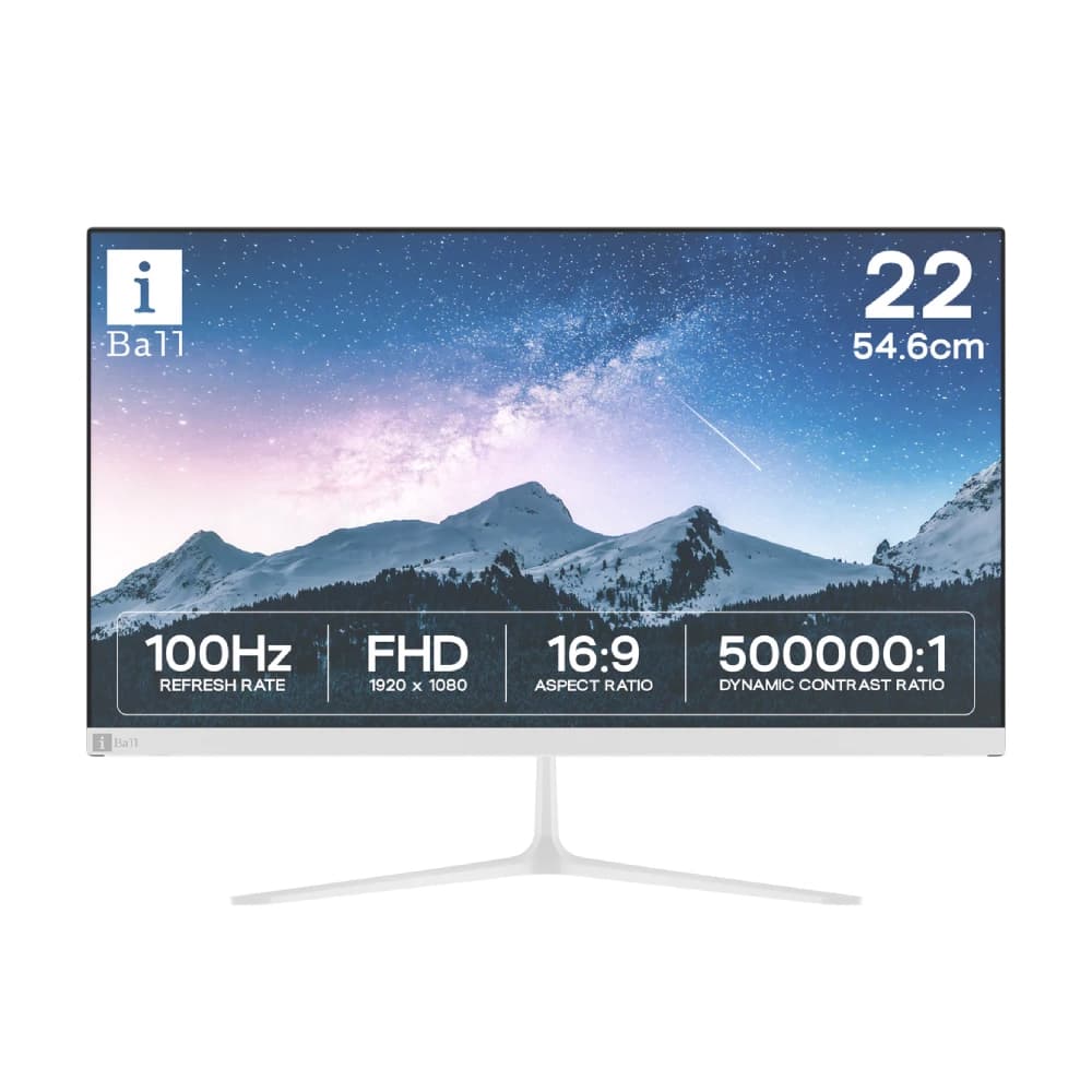Iball LED Monitor 22" FHD VA 100 Hz with HDMI | VGA (Bird i215) White