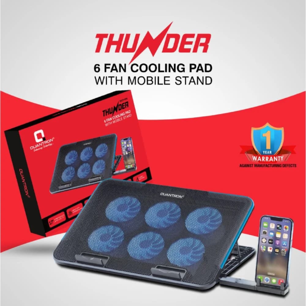 Quantron  Laptop Cooling Pad 6 Fan With Mobile Stand For 17 Inch QCP-625