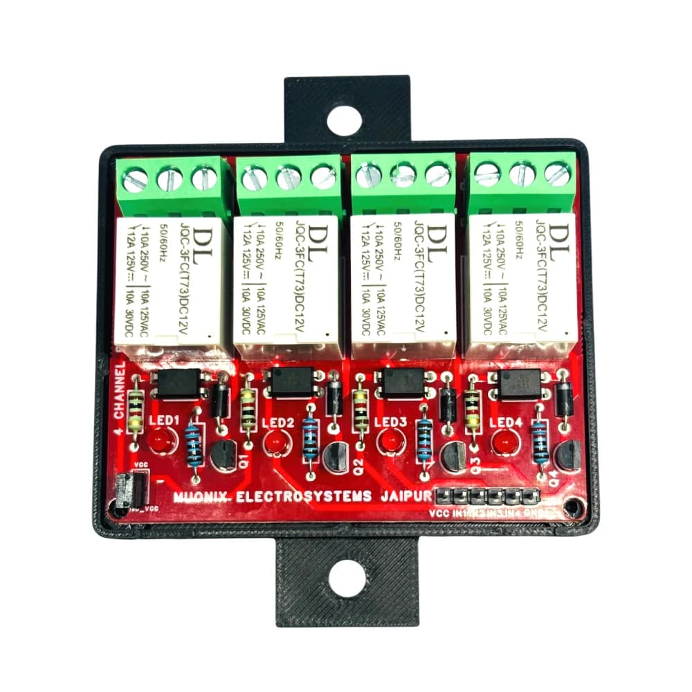 Muonix Relay Module 4ch 12v 10a with Enclosure (RLL00004B)