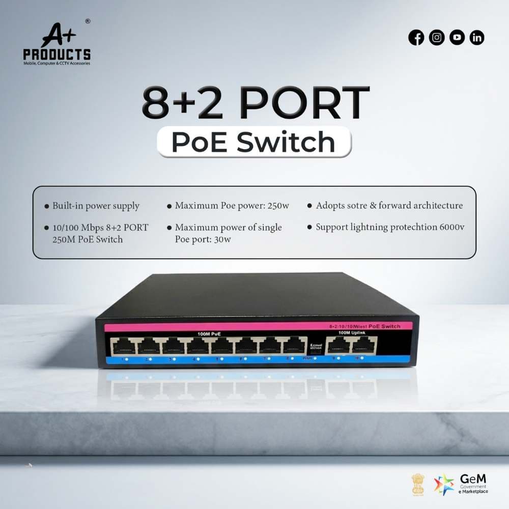 A+ Products Poe Switch 8 Port (8 FE+ 2 FE Port) Normal