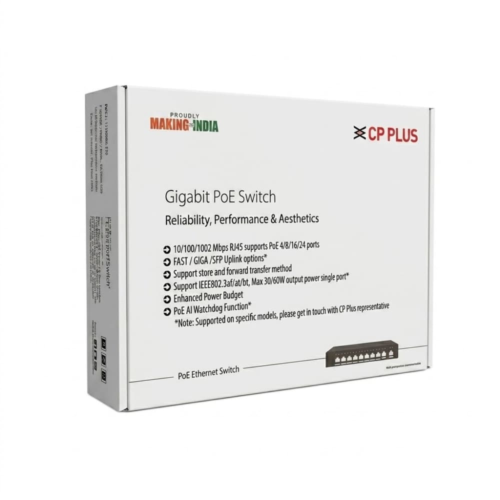 CP-Plus Poe Switch 8 Port (8 GE  + 2 GE Port) GPU8G2-96-V4