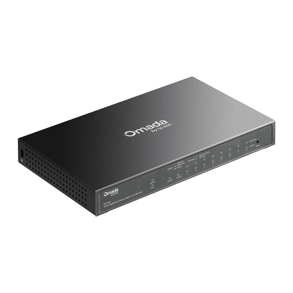 TP-Link Omada Easy Managed Switch 10 Ports Gigabit with 8 PoE+ Ports (8GE +1GE+ 1GE RJ45/SFP Combo port) ES210GP