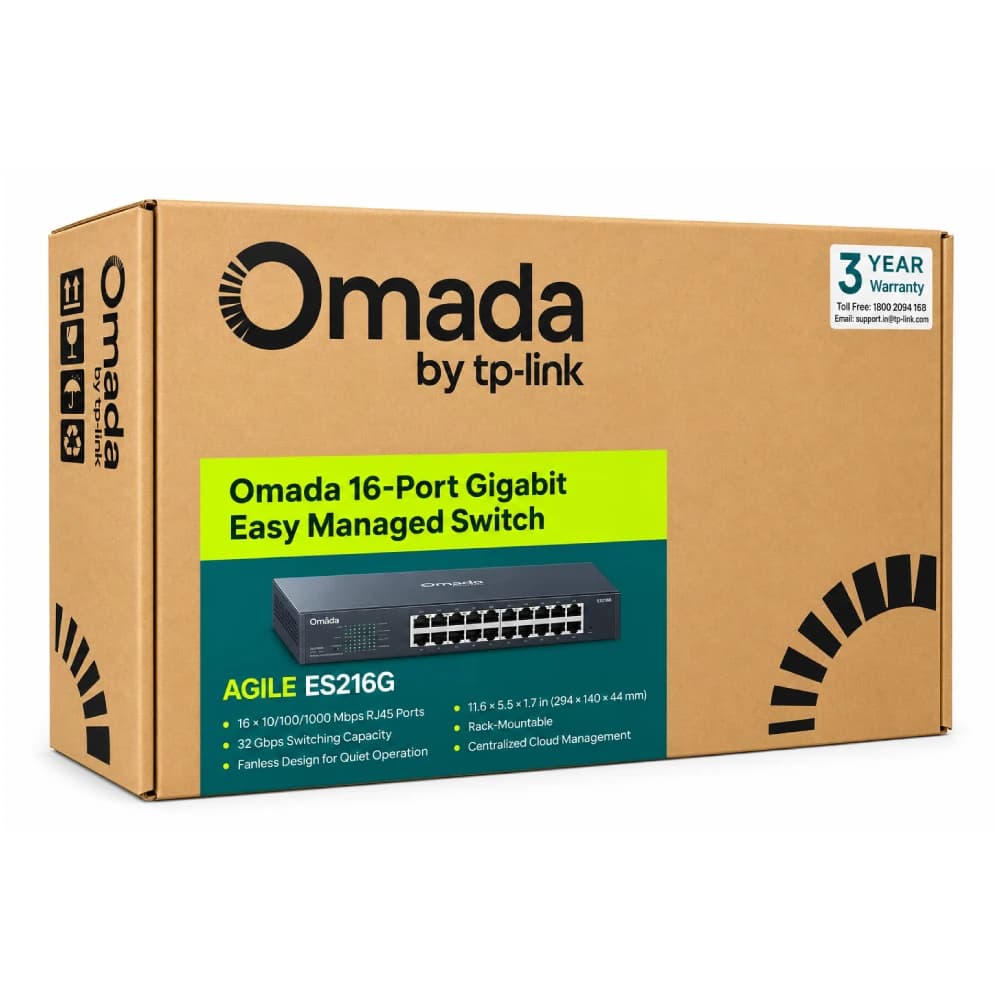 TP-Link Omada 16 Port Gigabit Easy Managed LAN Switch Rackmount (ES216G)