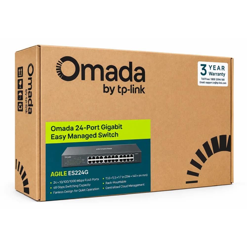 TP-Link Omada 24 Port Gigabit Easy Managed LAN Switch Rackmount (ES224G)