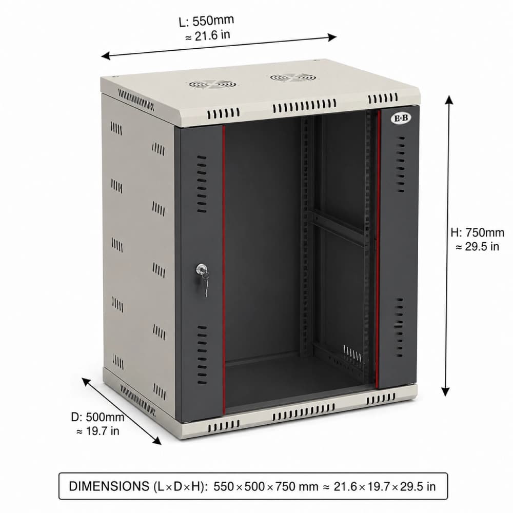 B & B Networking Rack 500mm 15U 550×500×750mm (L×D×H)