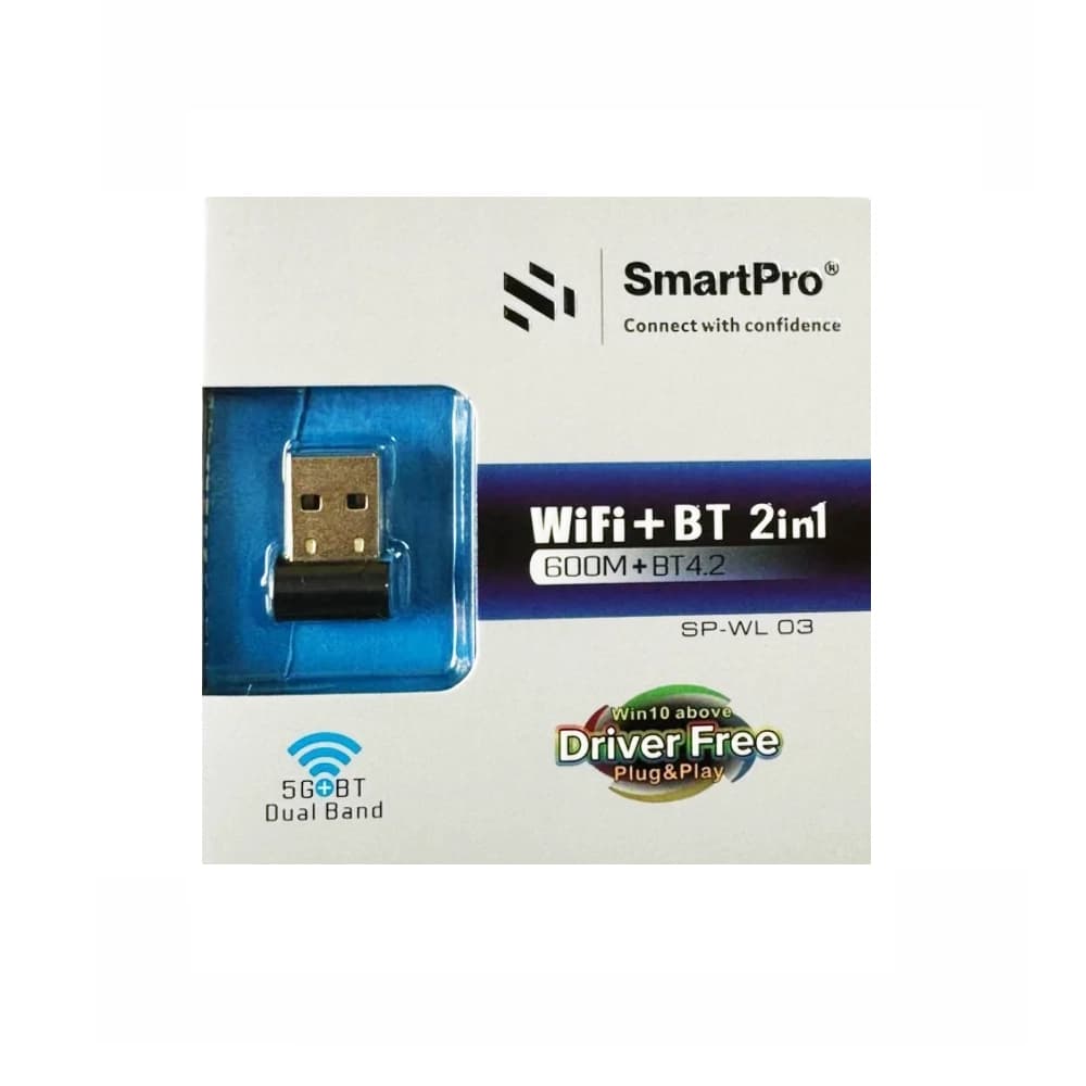 Smart Pro Usb Wi-Fi Adapter 600 Mbps Dual Band With Bluetooth