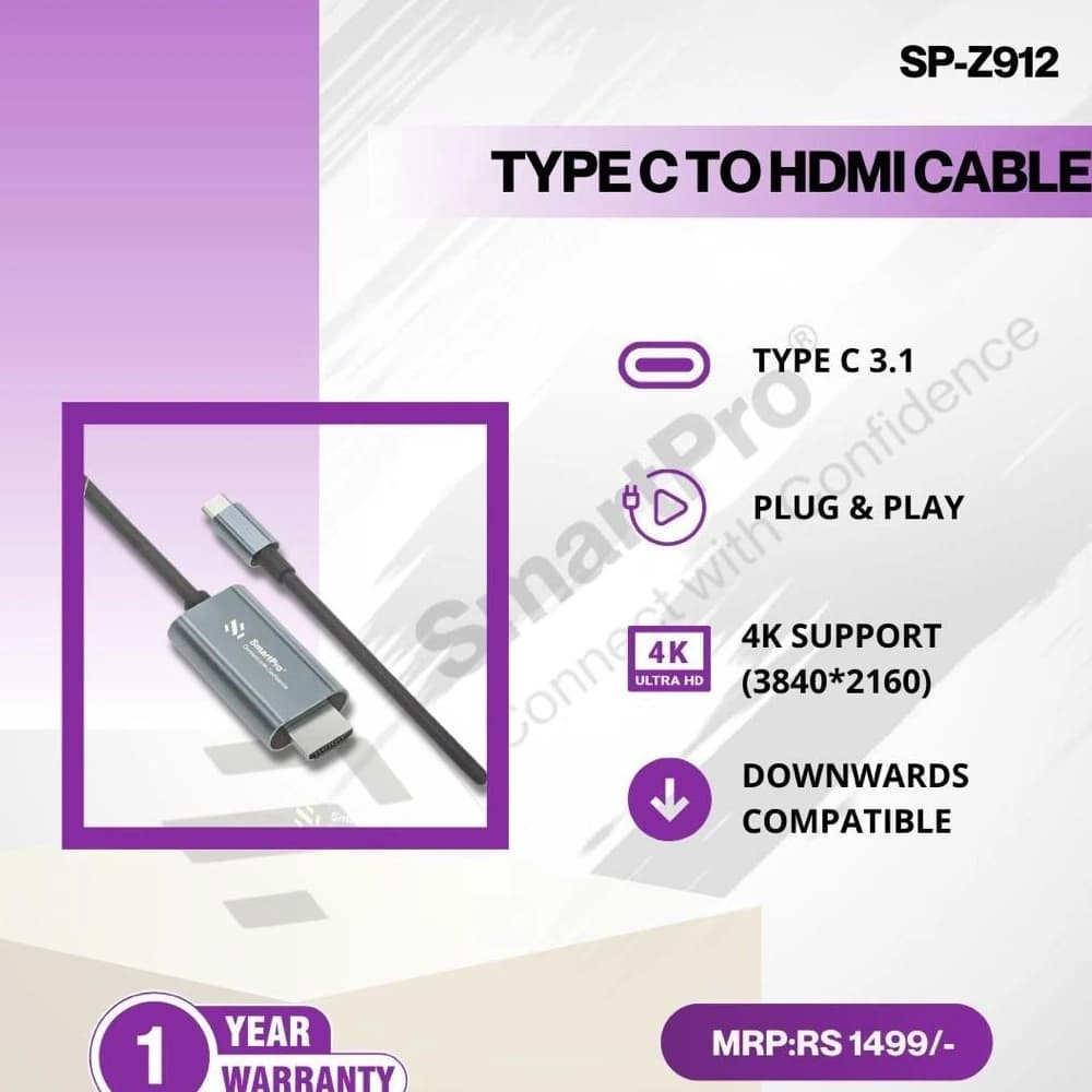 Smart-Pro Type-C to HDMI Cable 4K 2m