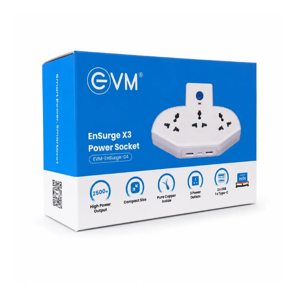 EVM Cordless Extension Board with Single Switch | 2*USB | Type-C 2500w