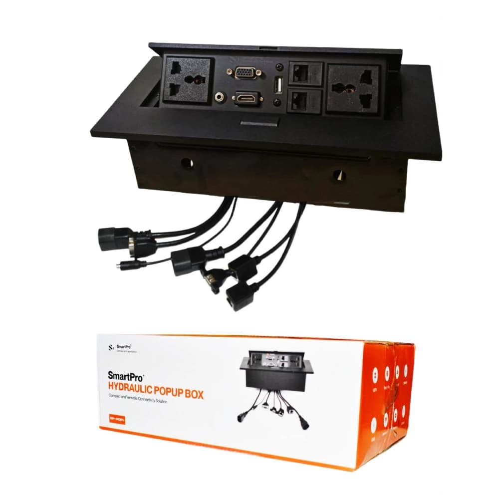 Smart-Pro Hydraulic Popup Box Cable with HDMI | LAN | VGA | Power Ports (SP-POP1)