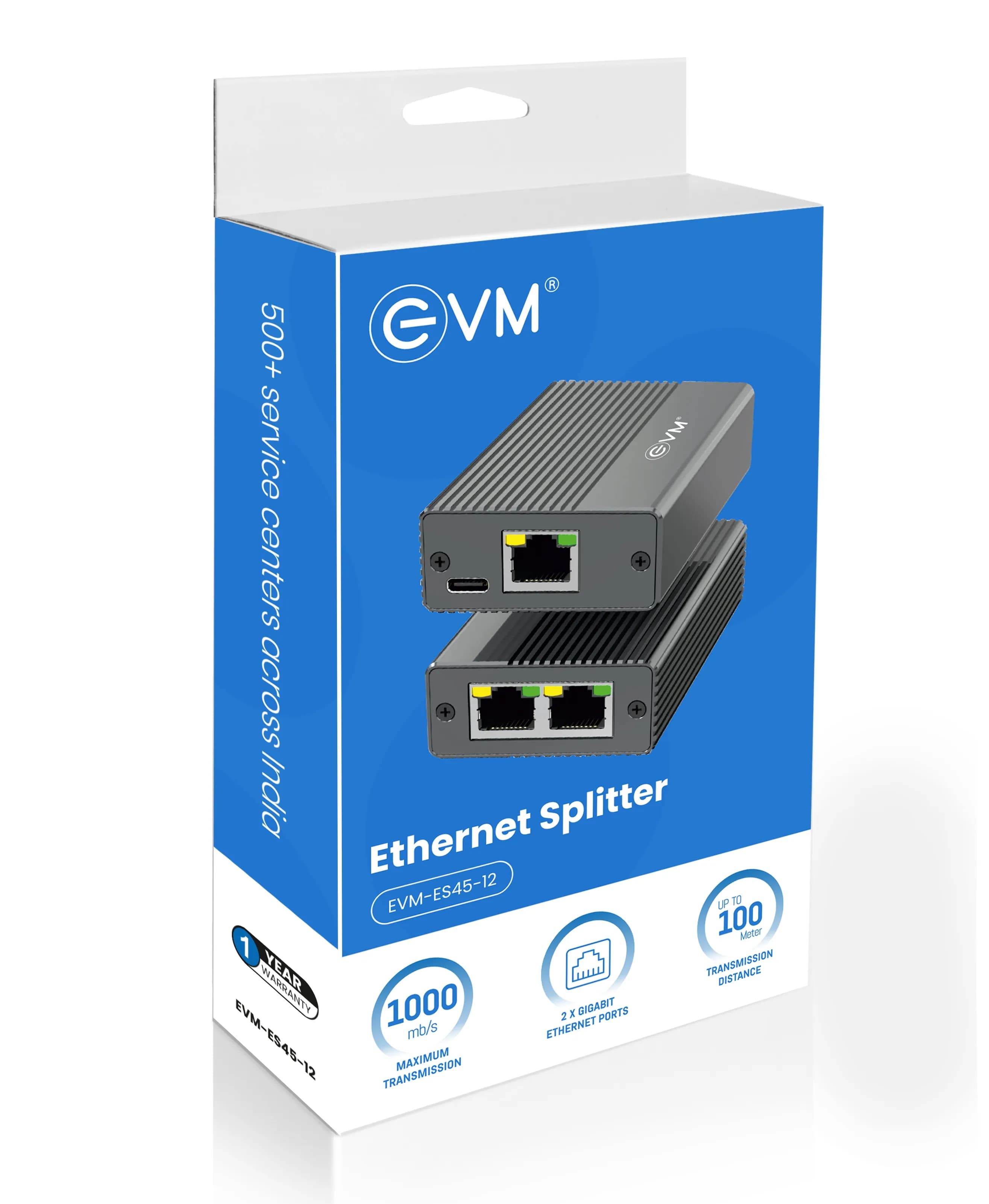 EVM RJ45 Lan Splitter Heavy 1 In 2 Out (EVM-ES45-12)