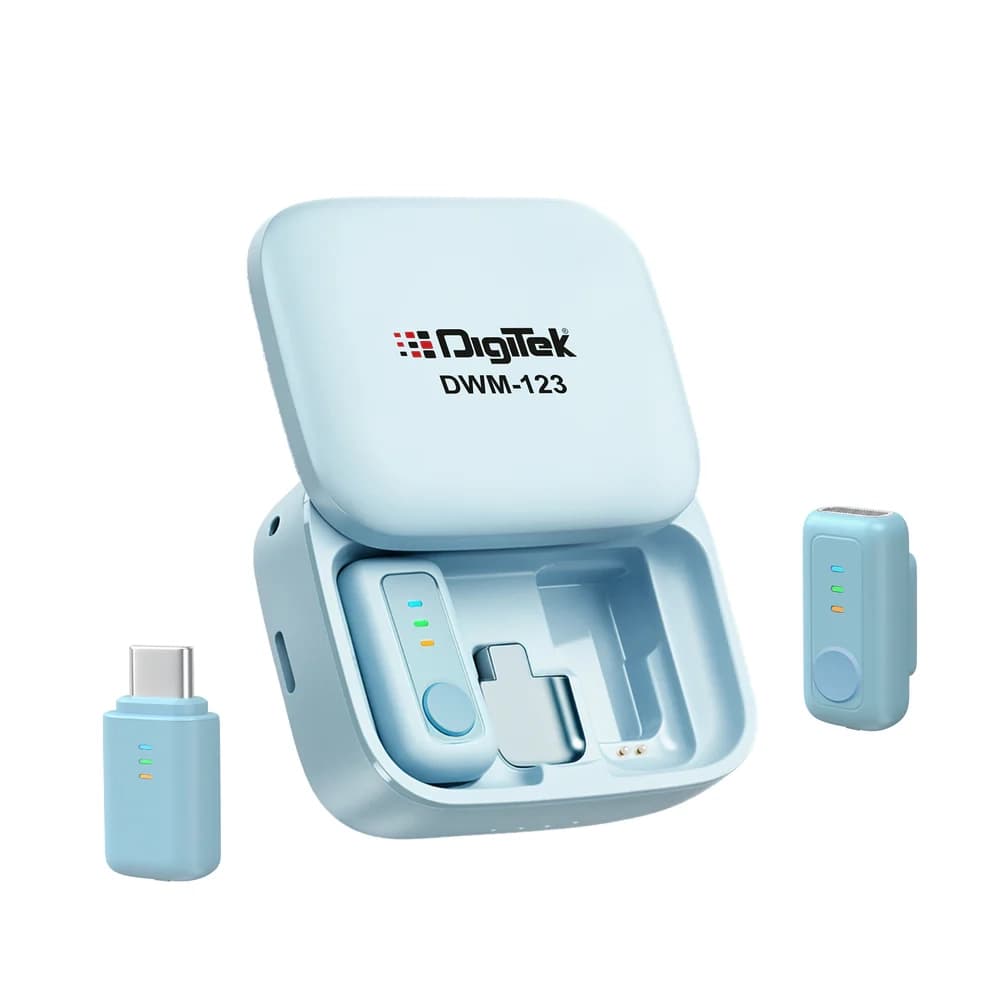 DigiTek Wireless Microphone Type C With 2 Mic (DWM 123) Blue