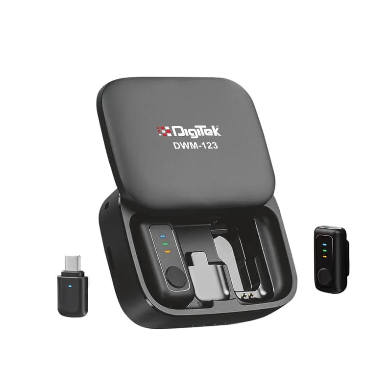 DigiTek Wireless Microphone Type C With 2 Mic (DWM 123) Black
