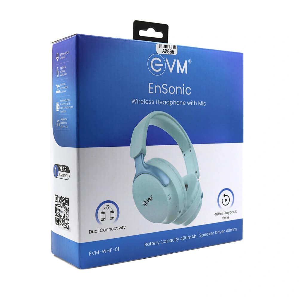 EVM Headphone Bluetooth Wireless with Mic EnSonic Blue