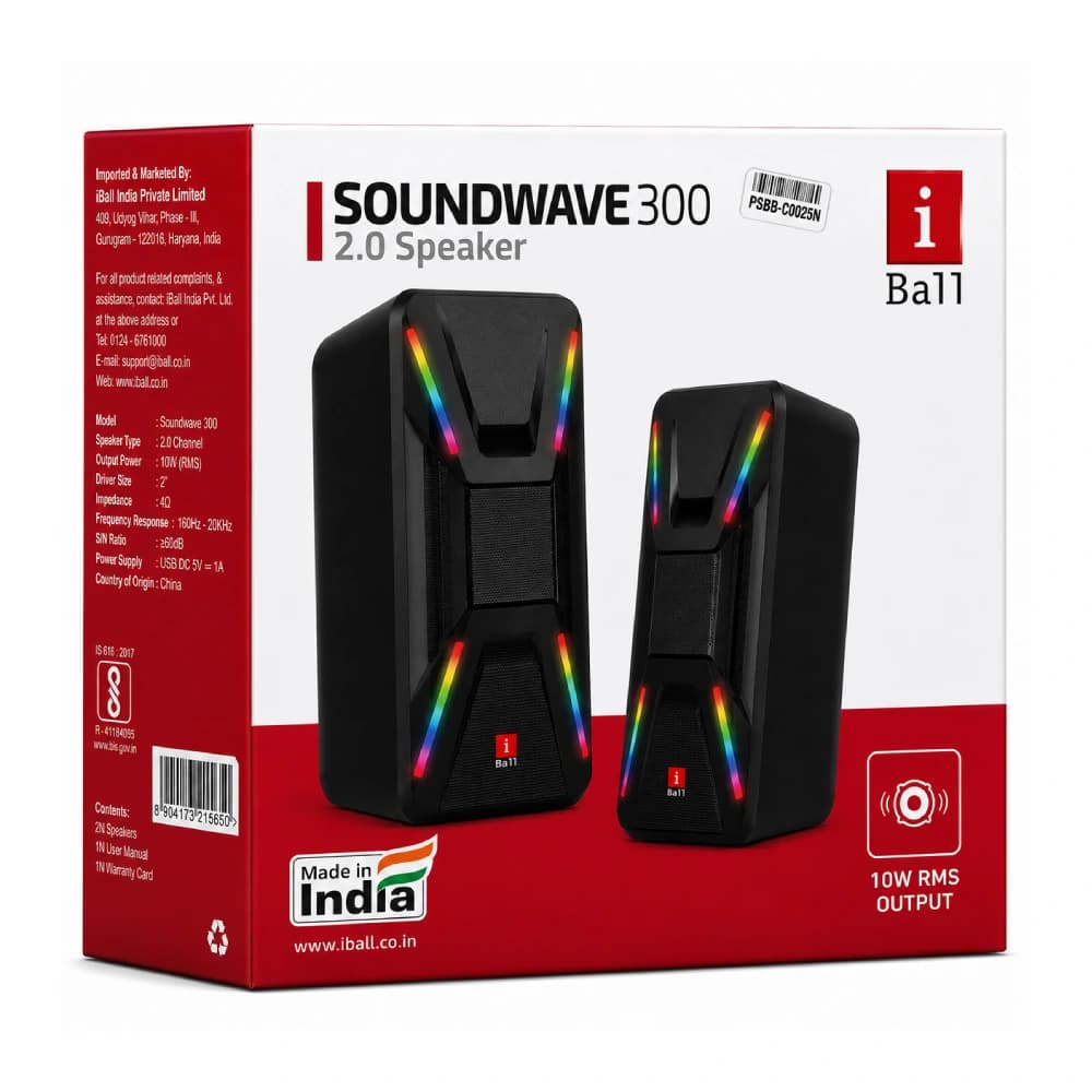 Iball Speaker SoundWave 300 USB 2.0 USB Powered RGB