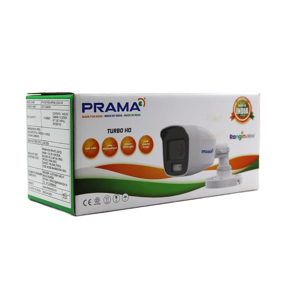 Prama 2MP HD Bullet Night Color Camera with Mic 3.6MM (HTD11F0E-WPF)