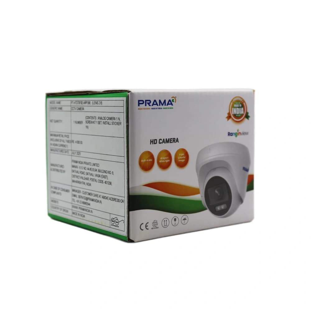 Prama 2MP HD Dome Night Color Camera with Mic 2.8mm (HTD70F0E-WPF)