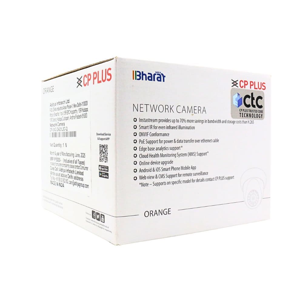 CP-Plus 2MP IP Dome Camera 2.8mm With Audio (DA21L3C-Q)