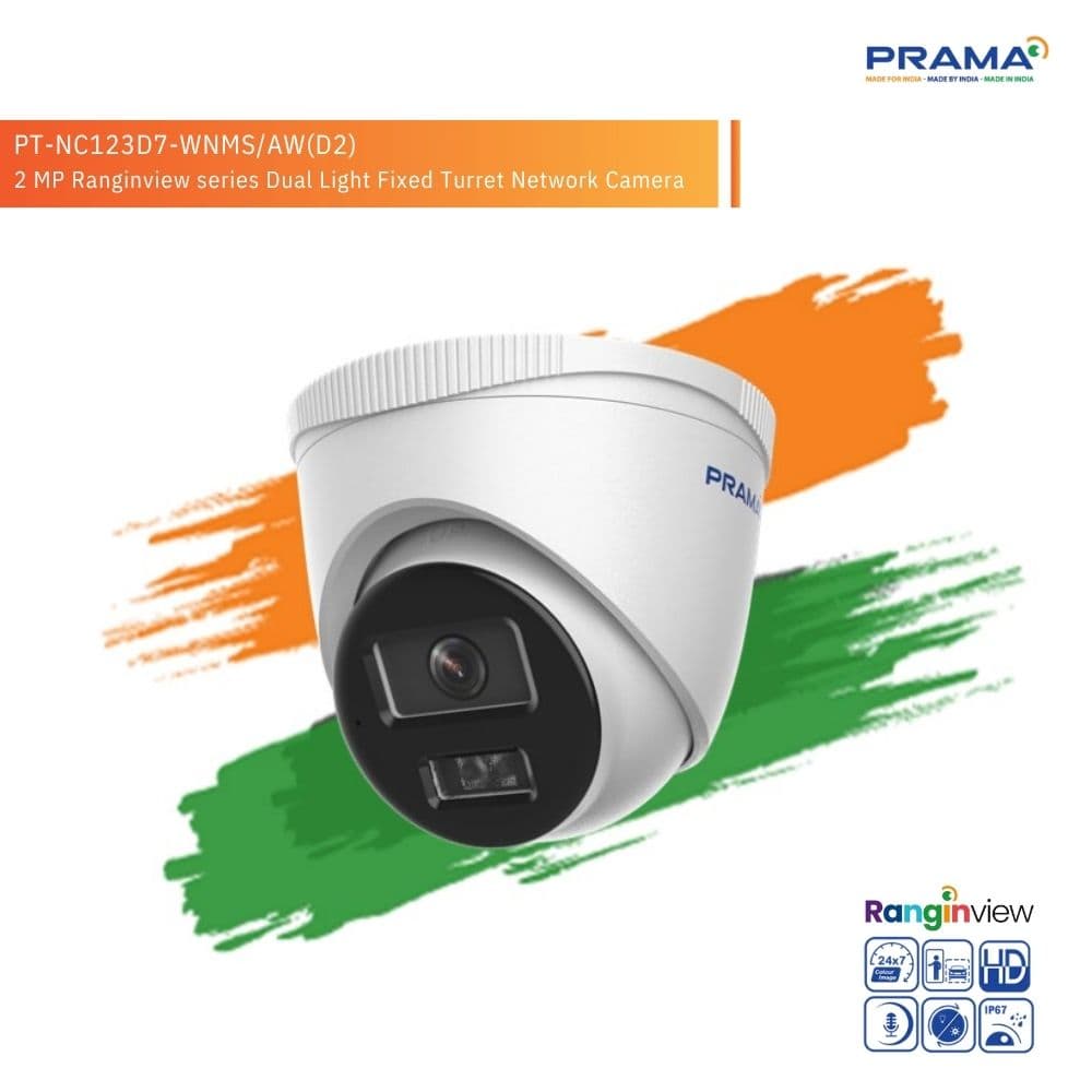 PRAMA IP DOME CAMERA 2MP HYBRID | SD Card Slot | Two Way Audio | 2.8mm (123D7-WNMS)