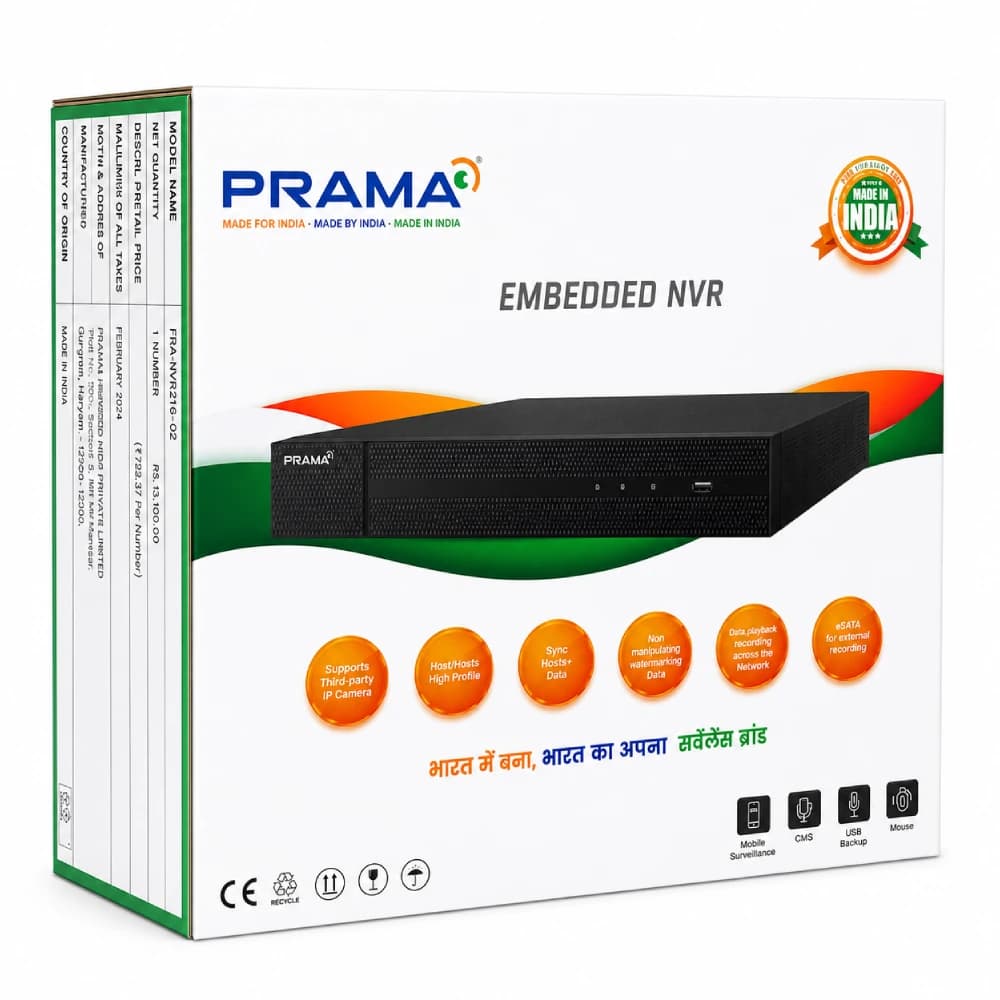 Prama 64CH 4 SATA H.265+ NVR 4k (NR2B64K4)