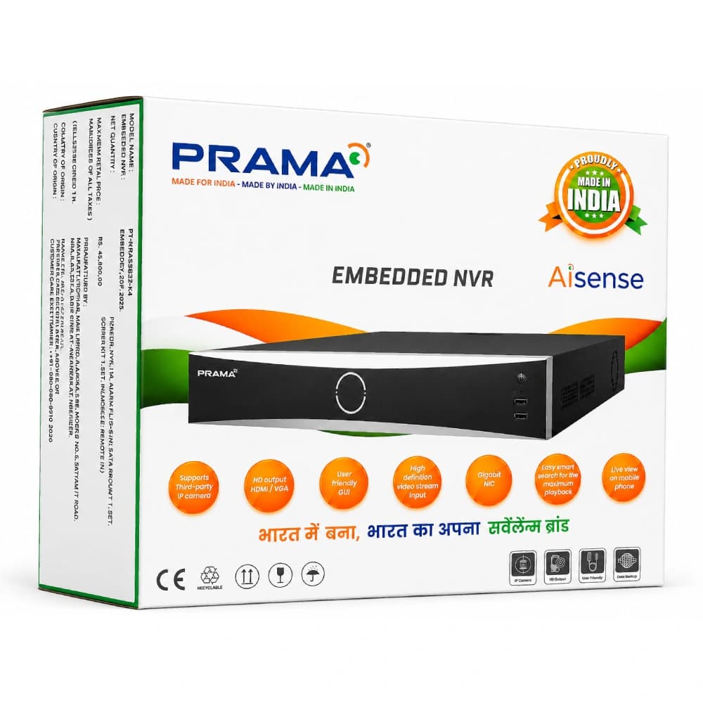 Prama 32CH 4 SATA Ai Sense H.265+ NVR (NRAS2B32-K4)