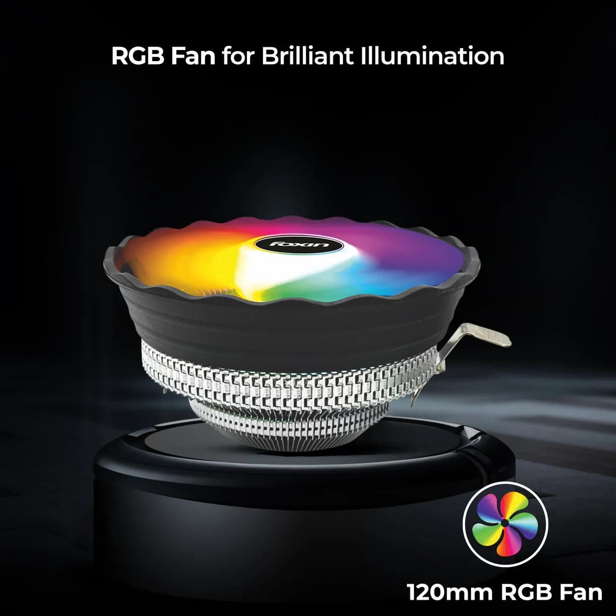 Foxin CPU Fan For Intel and AMD Socket 120mm RGB FCF 002