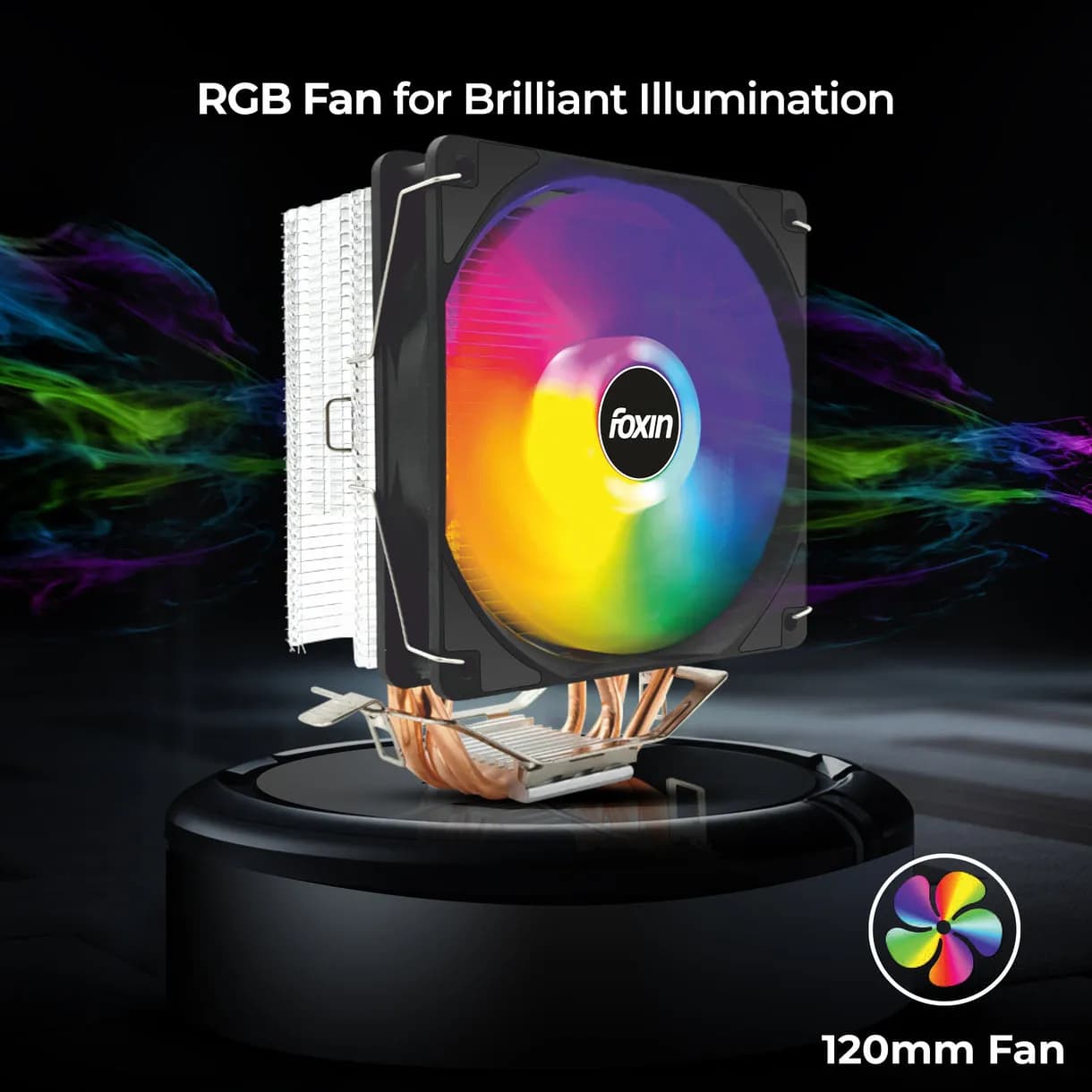 Foxin CPU Fan For Intel and AMD Socket 120mm RGB FCF 004