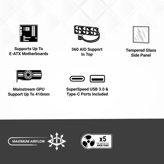 Ant Esports Gaming Cabinet 511 Air 5F Black