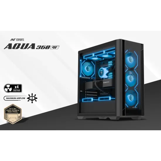 Ant Esports Mid Tower Cabinet (E-ATX/ATX/M-ATX/M-ITX) AQUA 360 4F
