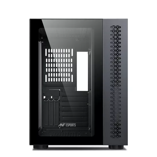 Ant Esports Gaming Cabinet Crystal ARGB Dual Chamber Black