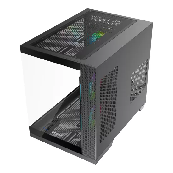 Ant Esports Gaming Cabinet Crystal x4 ARGB Dual Chamber Black