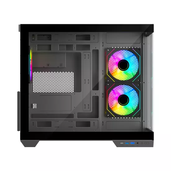 Ant Esports Gaming Cabinet Crystal x4 ARGB Dual Chamber Black